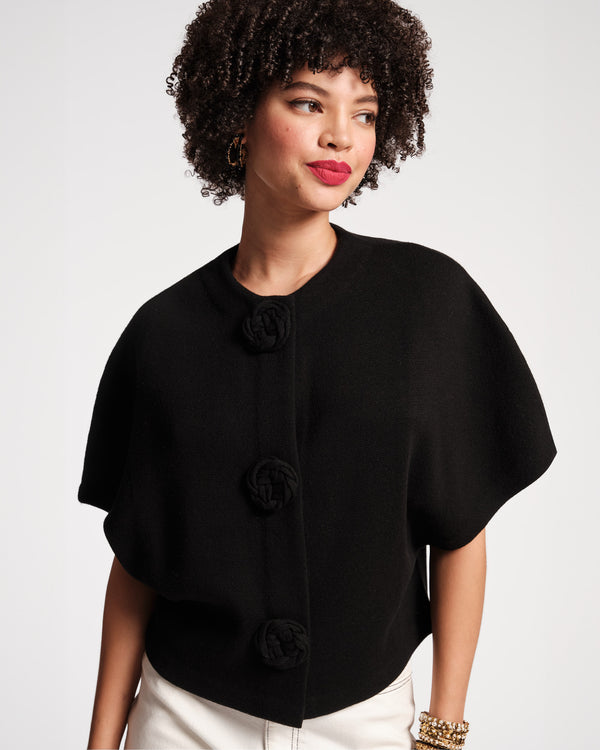 Carnegie Merino Wool Shrug - Black Sweater Frances Valentine