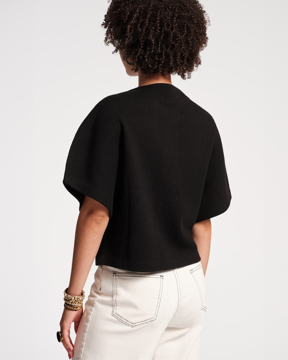 Carnegie Merino Wool Shrug - Black Sweater Frances Valentine