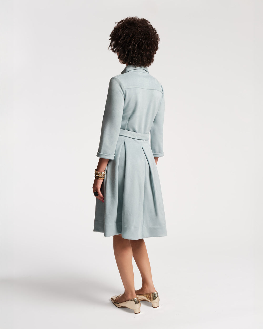 Bellini Microsuede Midi Dress - Blue - Frances Valentine
