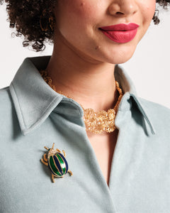 Beetle Pin Gold Green - Frances Valentine