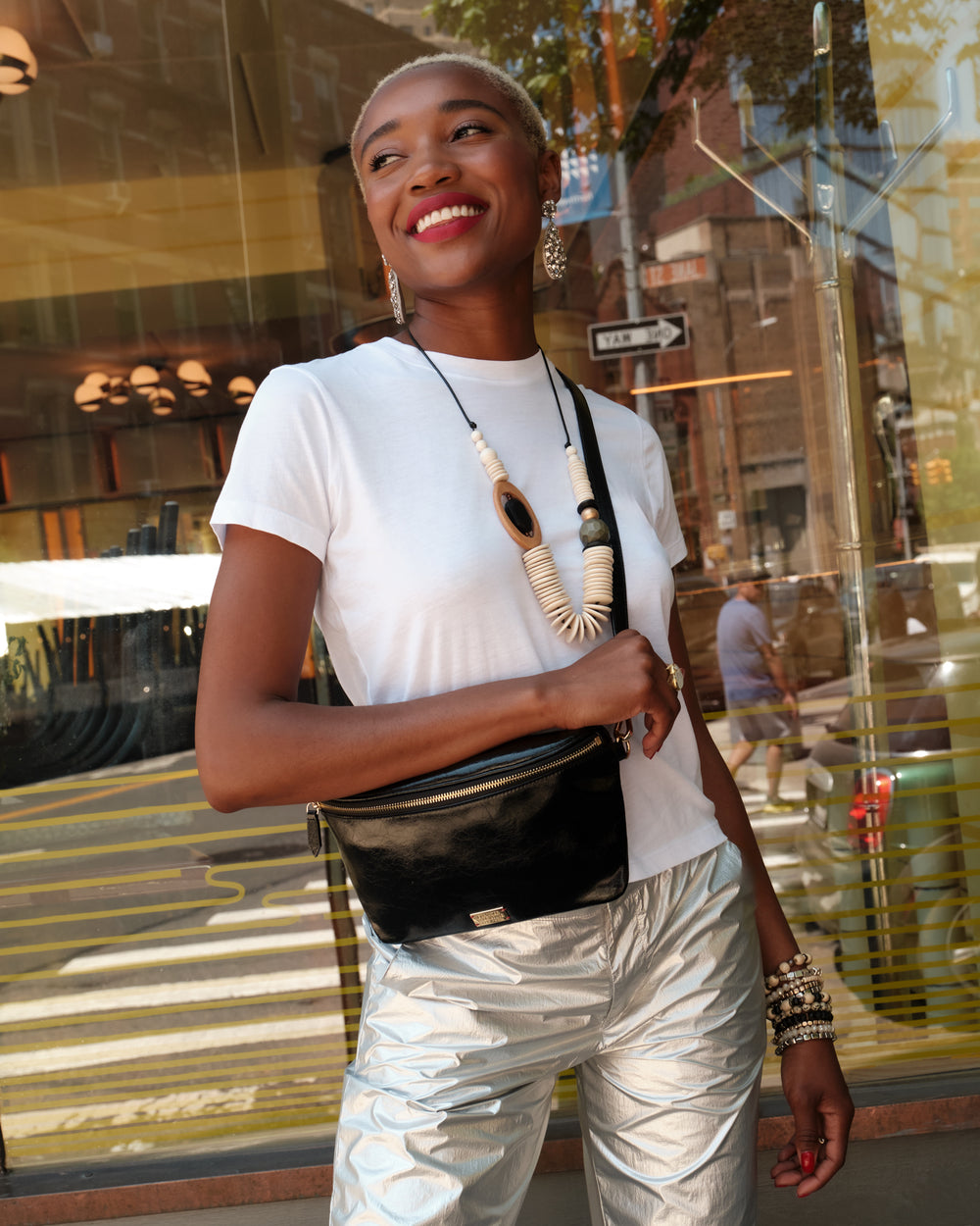 Billie Sling Bag - Crinkled Leather Black - Frances Valentine