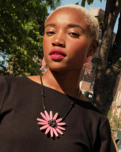 Amaya Flower Statement Necklace Pink - Frances Valentine