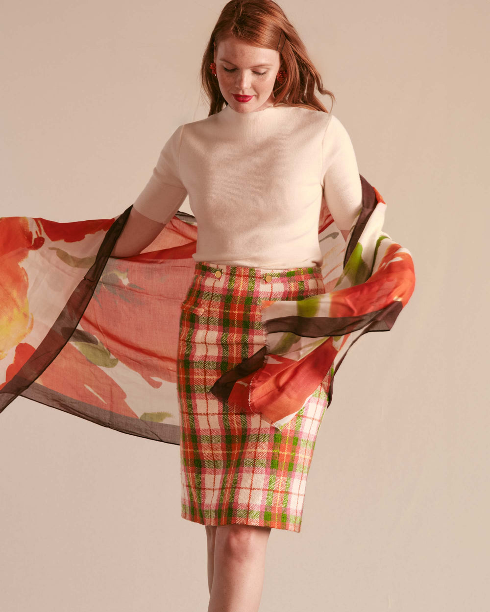 Wool Plaid Pencil Skirt - Frances Valentine