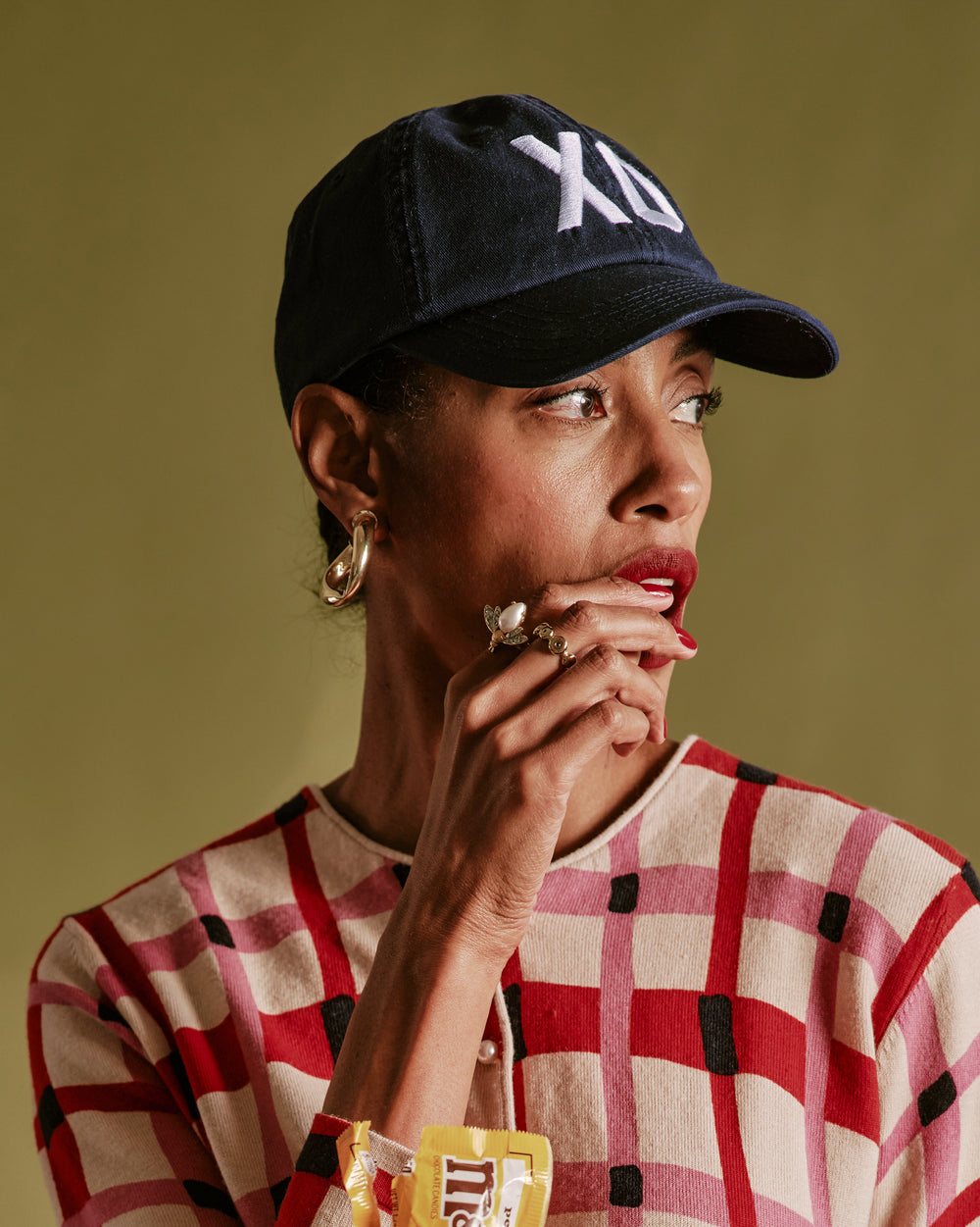 FV Baseball Hat - Navy XO Embroidery Hat Frances Valentine