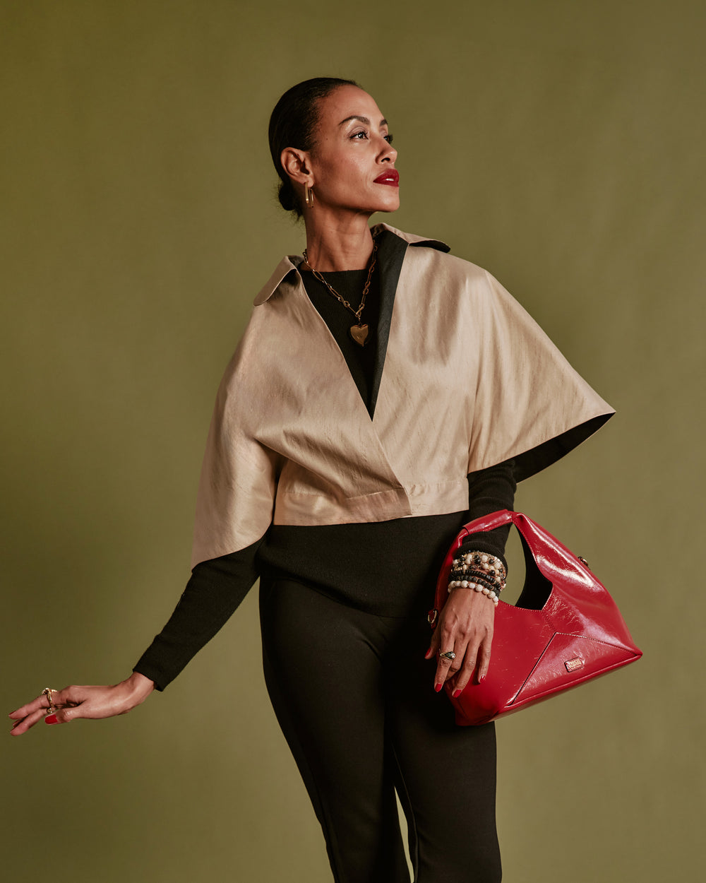 Dupioni Capelet - Camel/Black