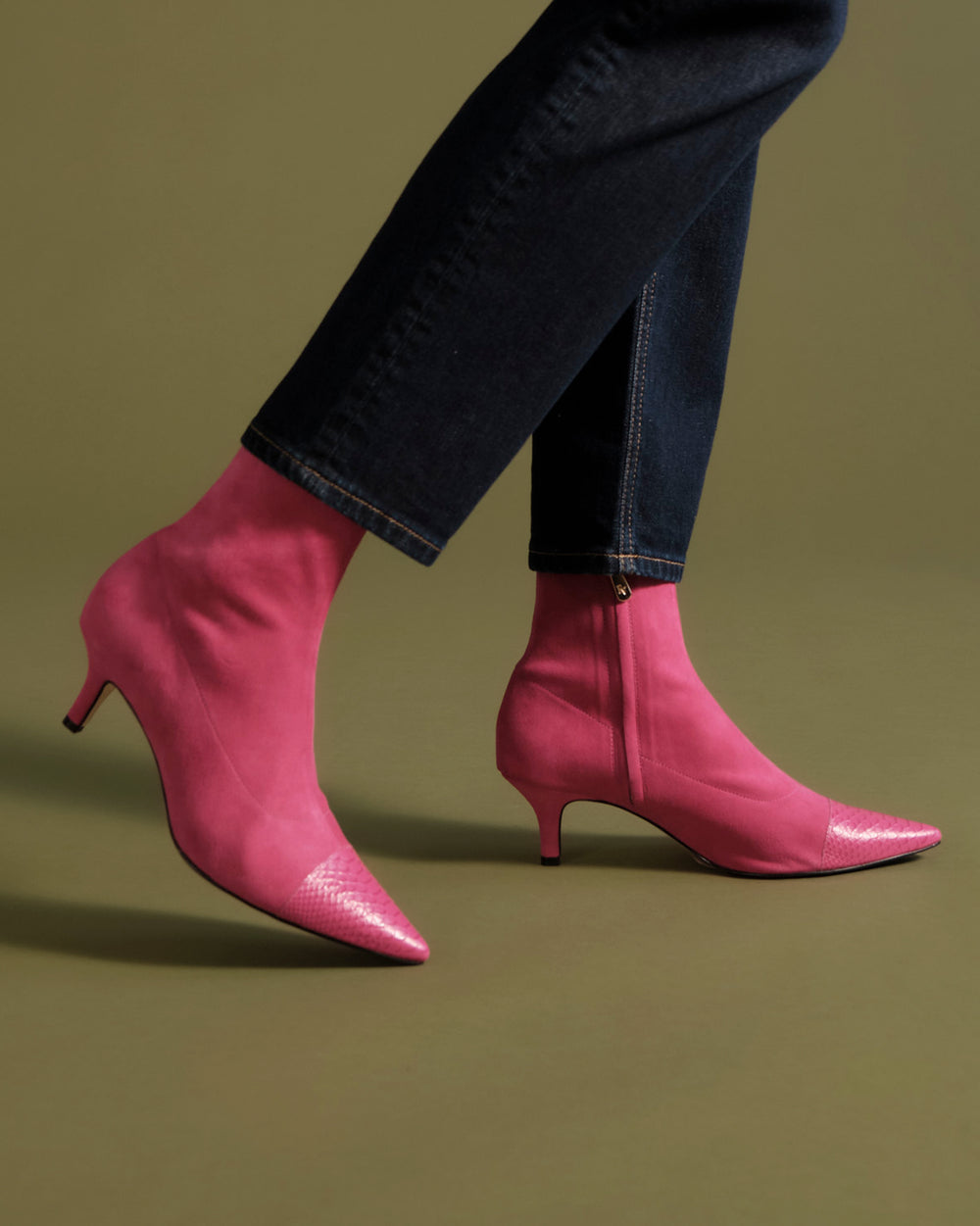 Serena Boot - Stretch Suede Pink - Frances Valentine