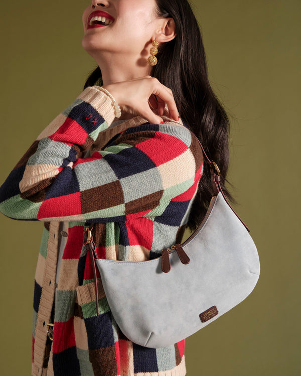 Starr Suede Hobo - Light Blue - Frances Valentine