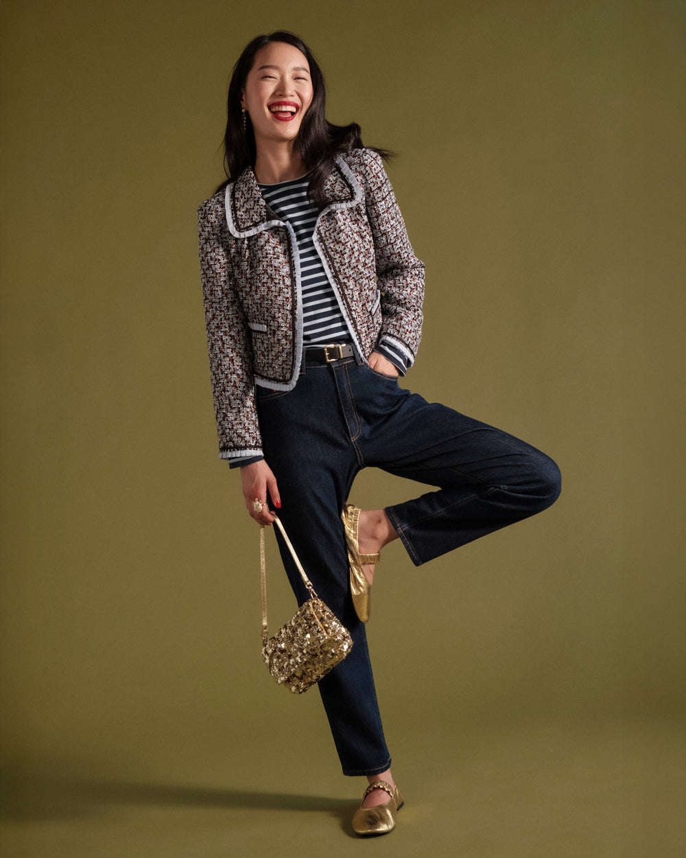 Jessie Jacket - Deco Tweed Blue - Frances Valentine