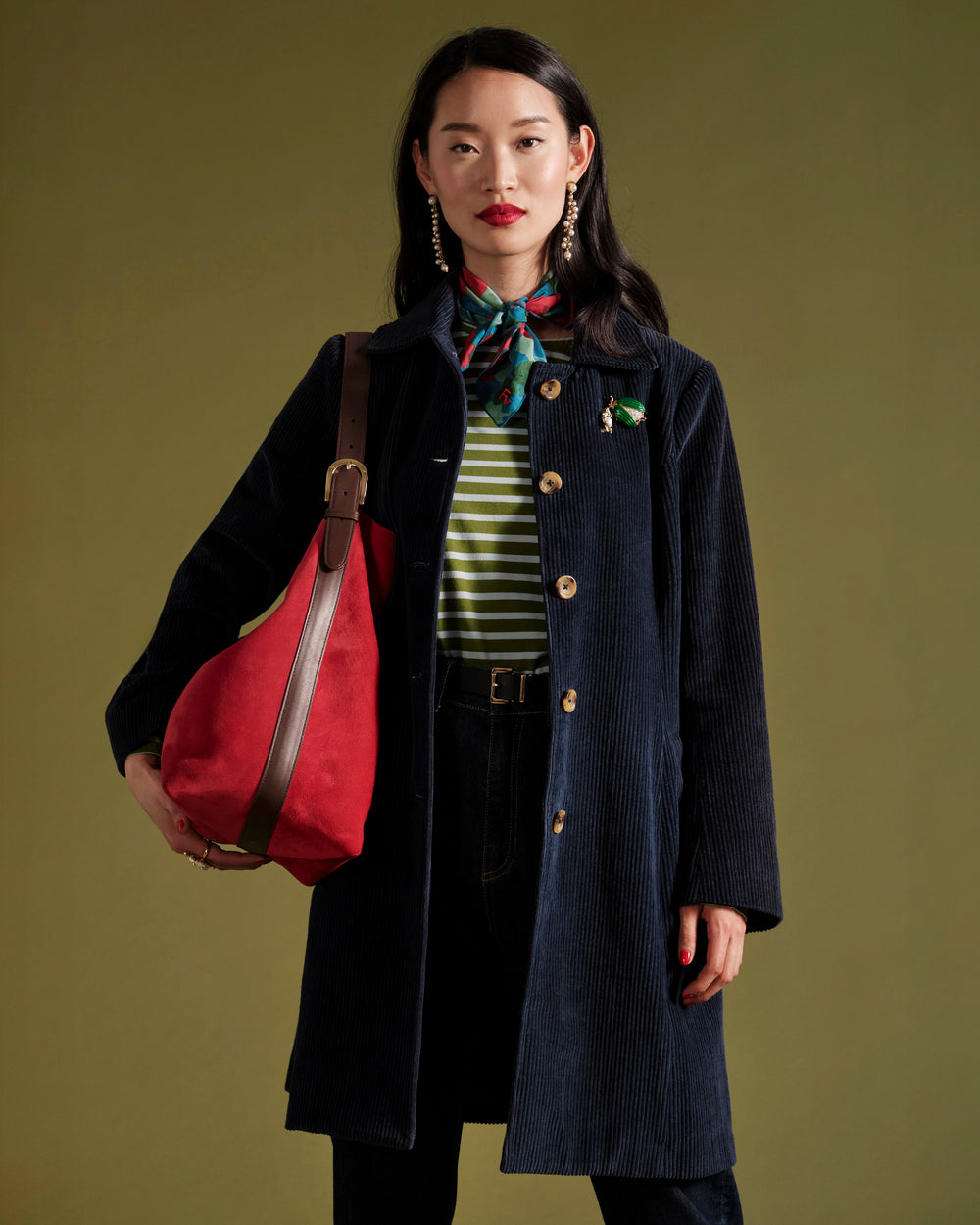 Corduroy Barn Coat - Navy - Frances Valentine