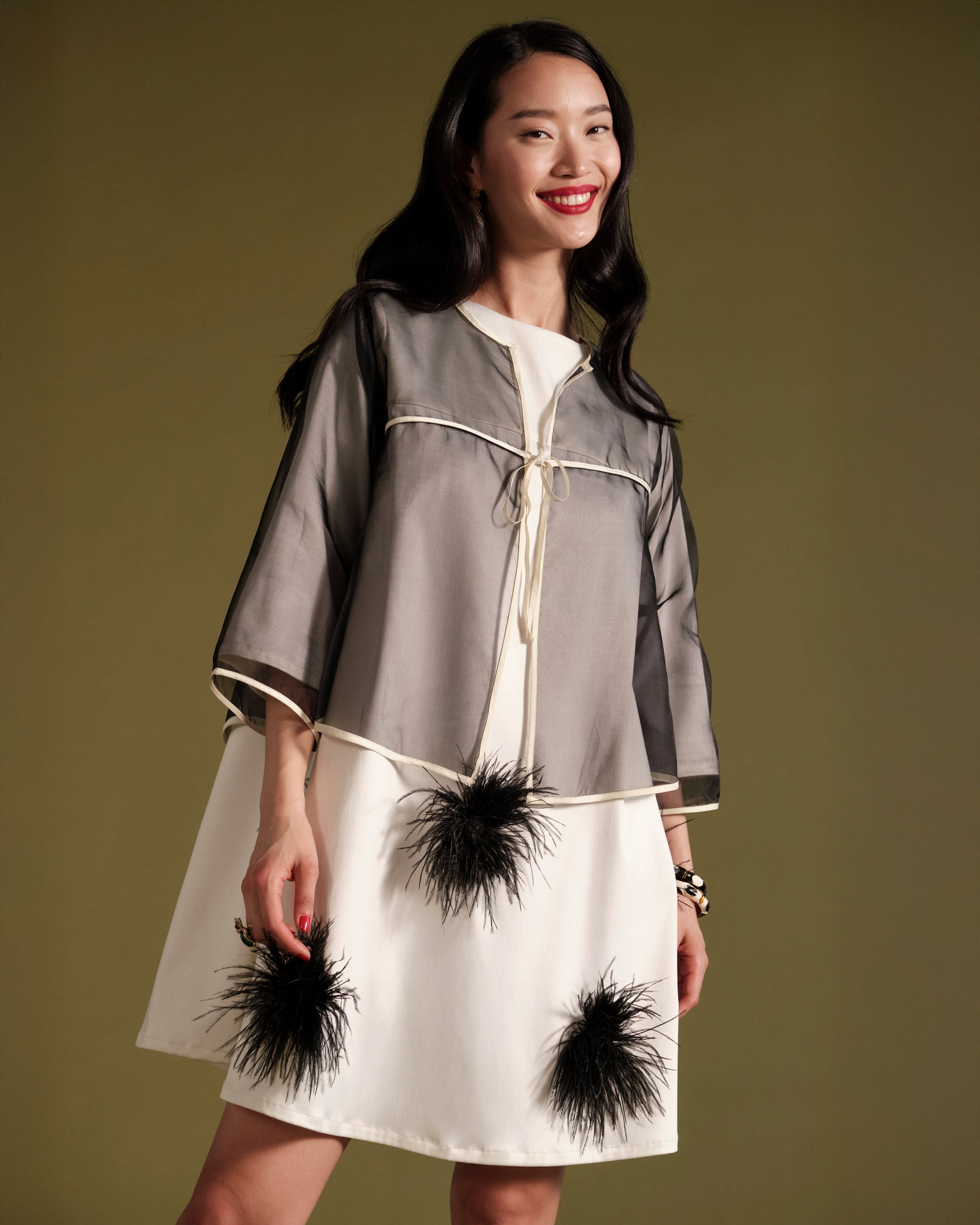 Edie Feather Mini Dress