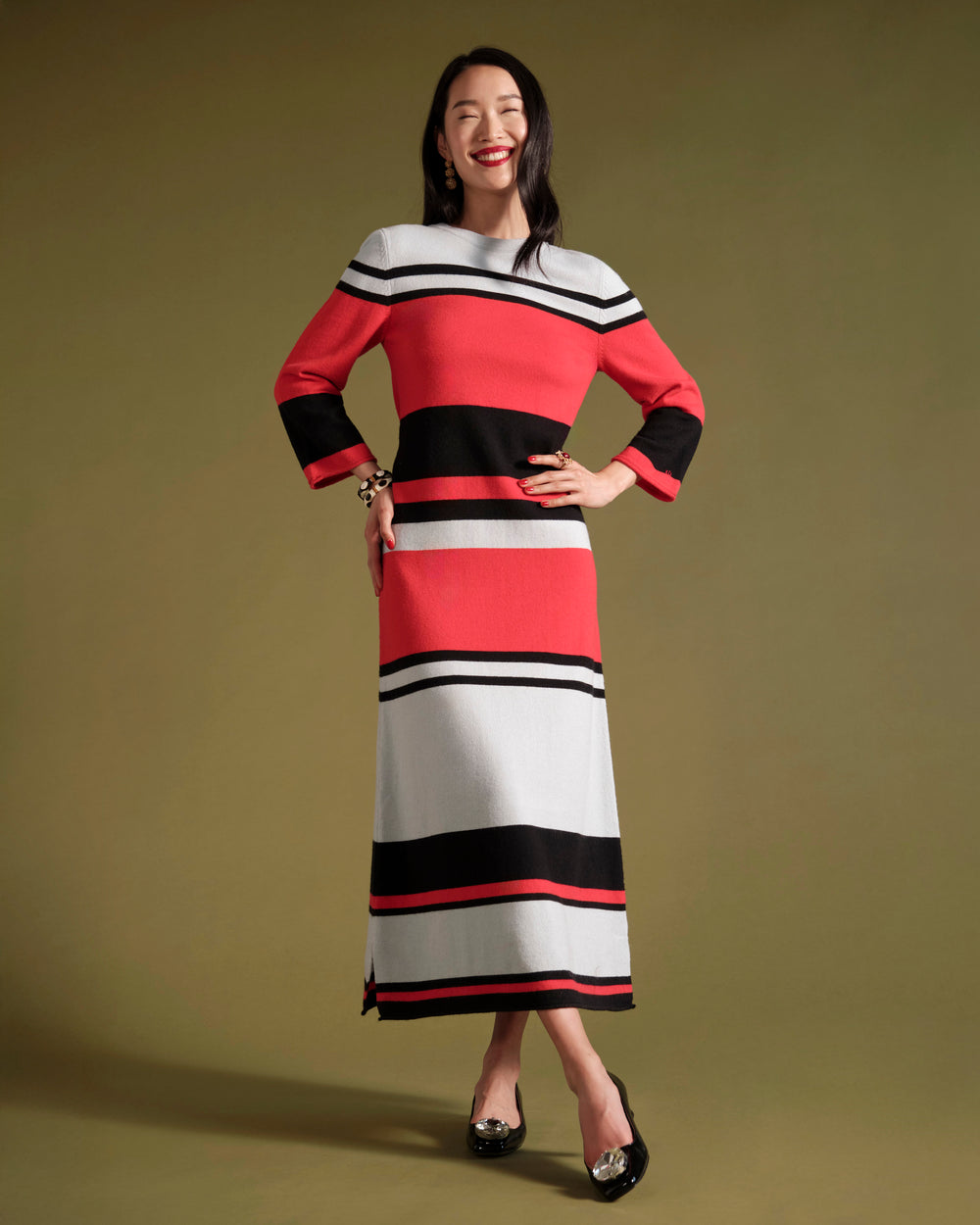 Frances Valentine Cozy Knit Maxi - Red/blue/black Frances Valentine Cozy Knit Maxi - Red/blue/black