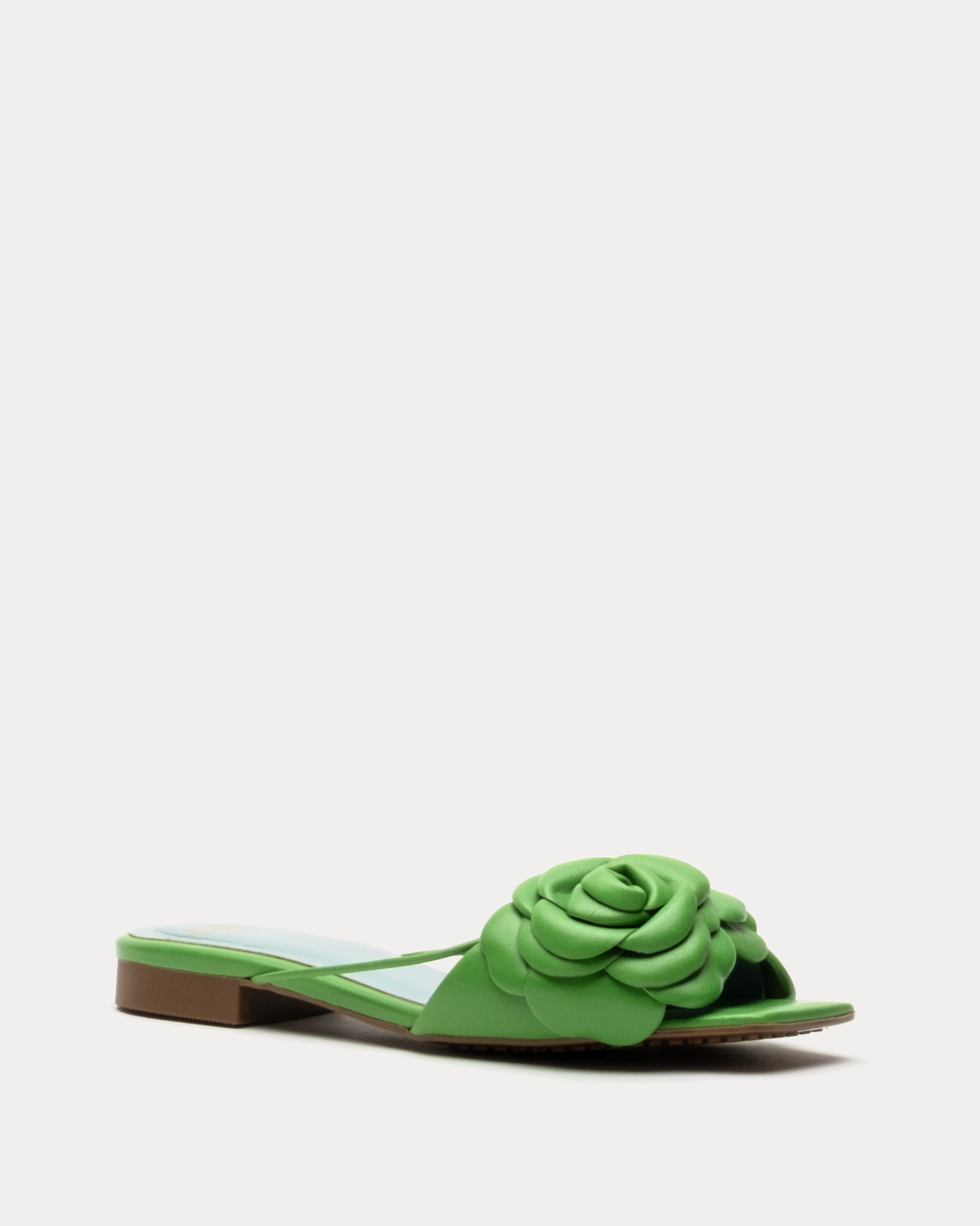 Gardenia Flower Sandal Nappa Green