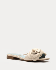 Gardenia Flower Sandal Nappa Oyster - Frances Valentine