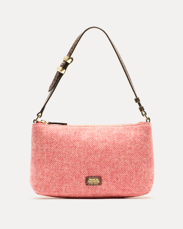 Freddie Shoulder Bag - Pink Herringbone Wool - Frances Valentine