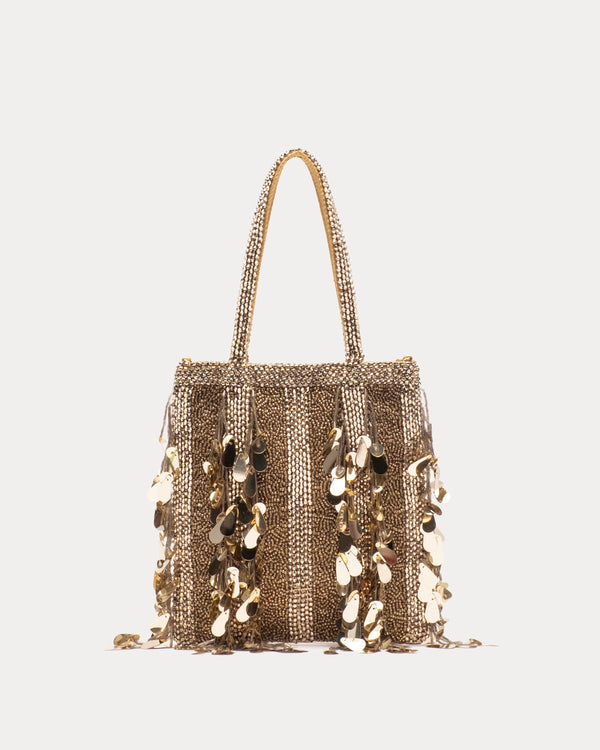 Gatsby Mini Tote Bag - Embellished Sequin Gold Handbag Frances Valentine