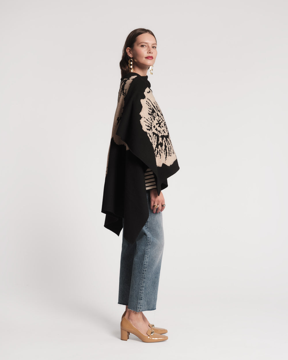 Ginny Wrap - Carefree Chrysanthemum Black Sweater Frances Valentine