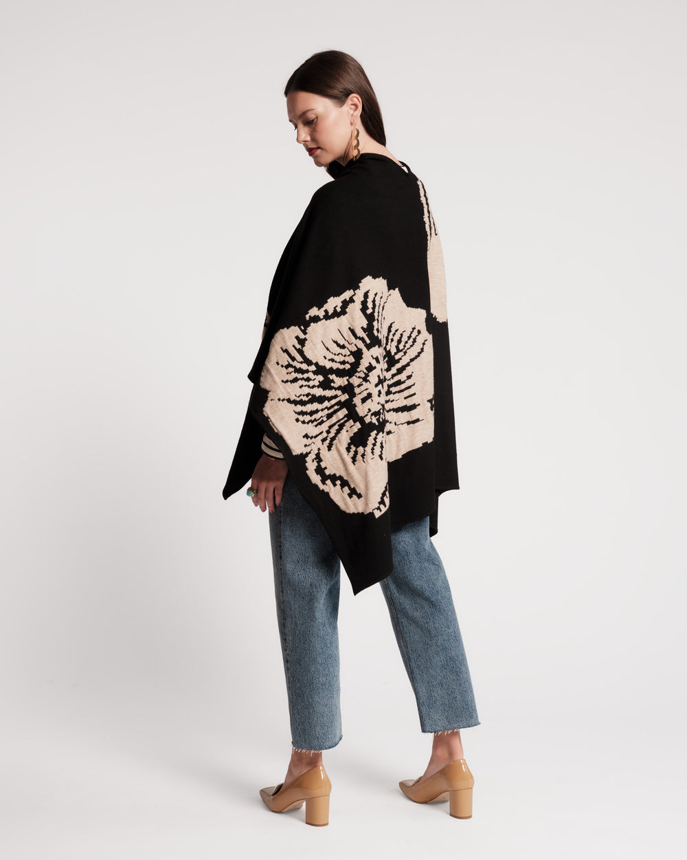 Ginny Wrap - Carefree Chrysanthemum Black Sweater Frances Valentine