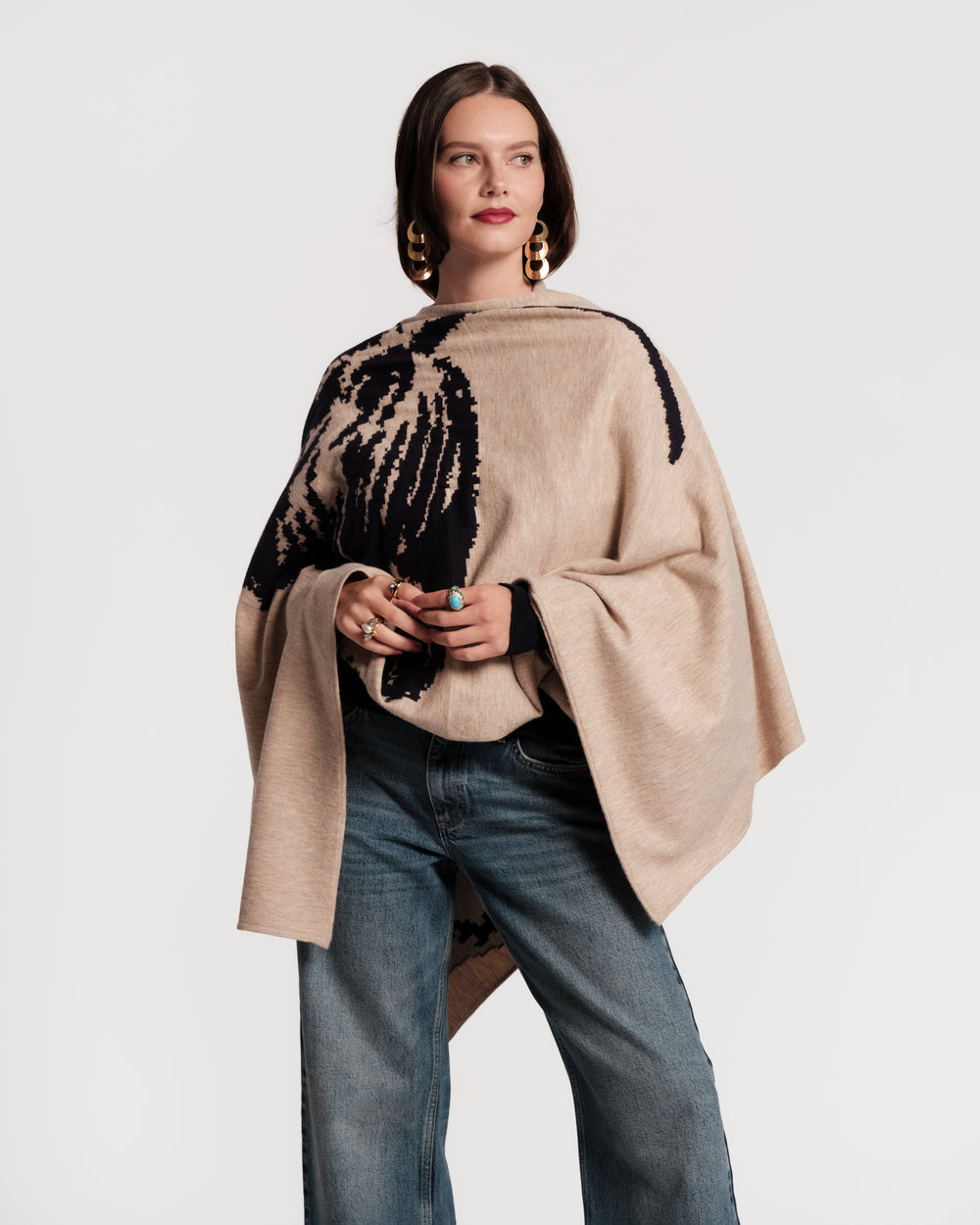 Ginny Wrap - Carefree Chrysanthemum Camel Sweater Frances Valentine