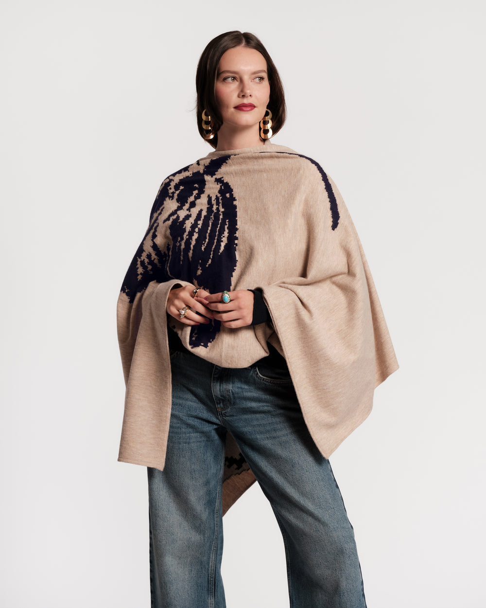 Ginny Wrap - Carefree Chrysanthemum Camel Sweater Frances Valentine