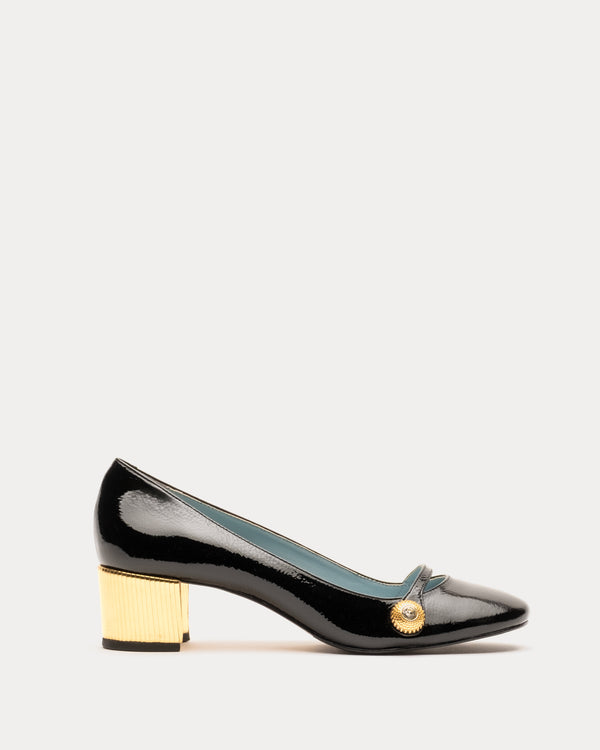 Gaga Pump Crinkled Leather - Black - Frances Valentine