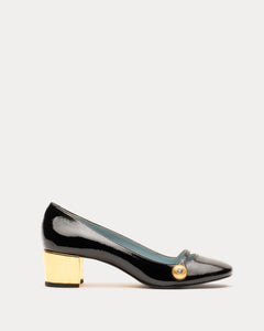 Gaga Pump Crinkled Patent Leather Black - Frances Valentine