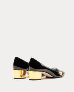 Gaga Pump Crinkled Patent Leather Black - Frances Valentine