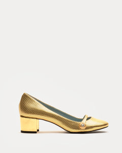 Gaga Pump Metallic Leather Gold - Frances Valentine