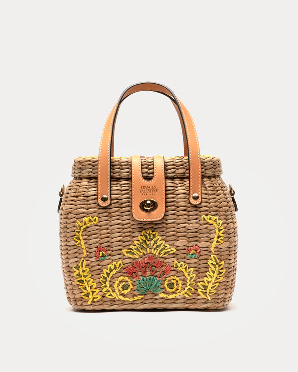 Harriet Bag Canopy Embroidery Wicker Natural/Multi OS Frances Valentine