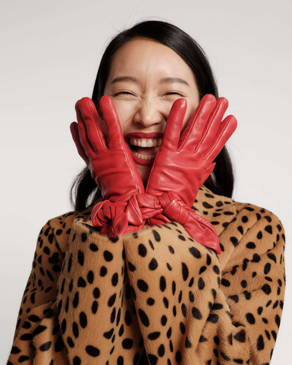 Leather Bow Glove - Red Gloves & Mittens Frances Valentine