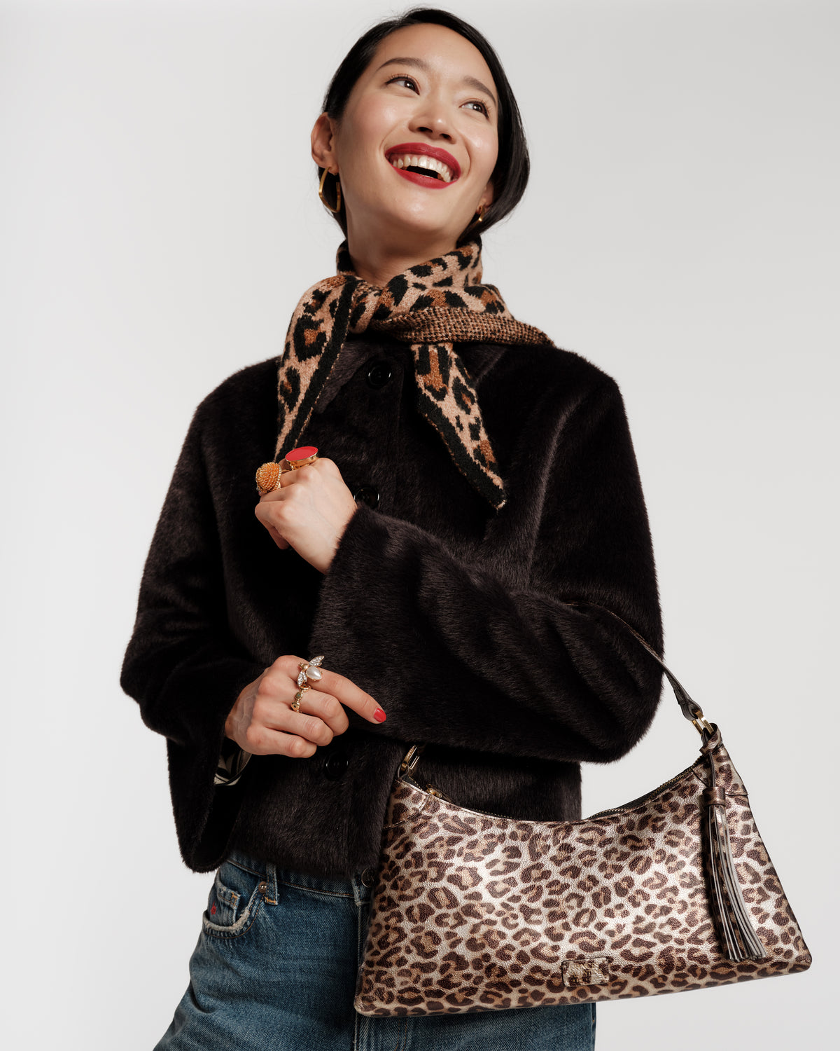 Tibbie Shoulder Bag - Metallic Leopard – Frances Valentine