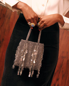 Gatsby Mini Tote Embellished Sequin Silver - Frances Valentine