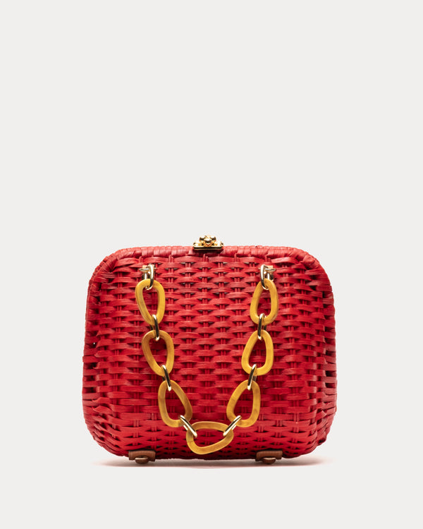 Hen Bag Peony Wicker w/Chain Red OS Frances Valentine