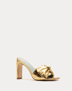 Hilary Heel Metallic Leather Gold - Frances Valentine