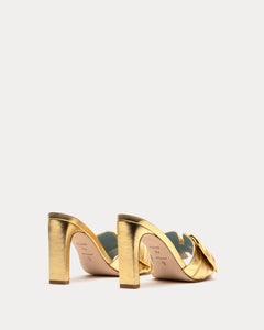 Hilary Heel Metallic Leather Gold - Frances Valentine