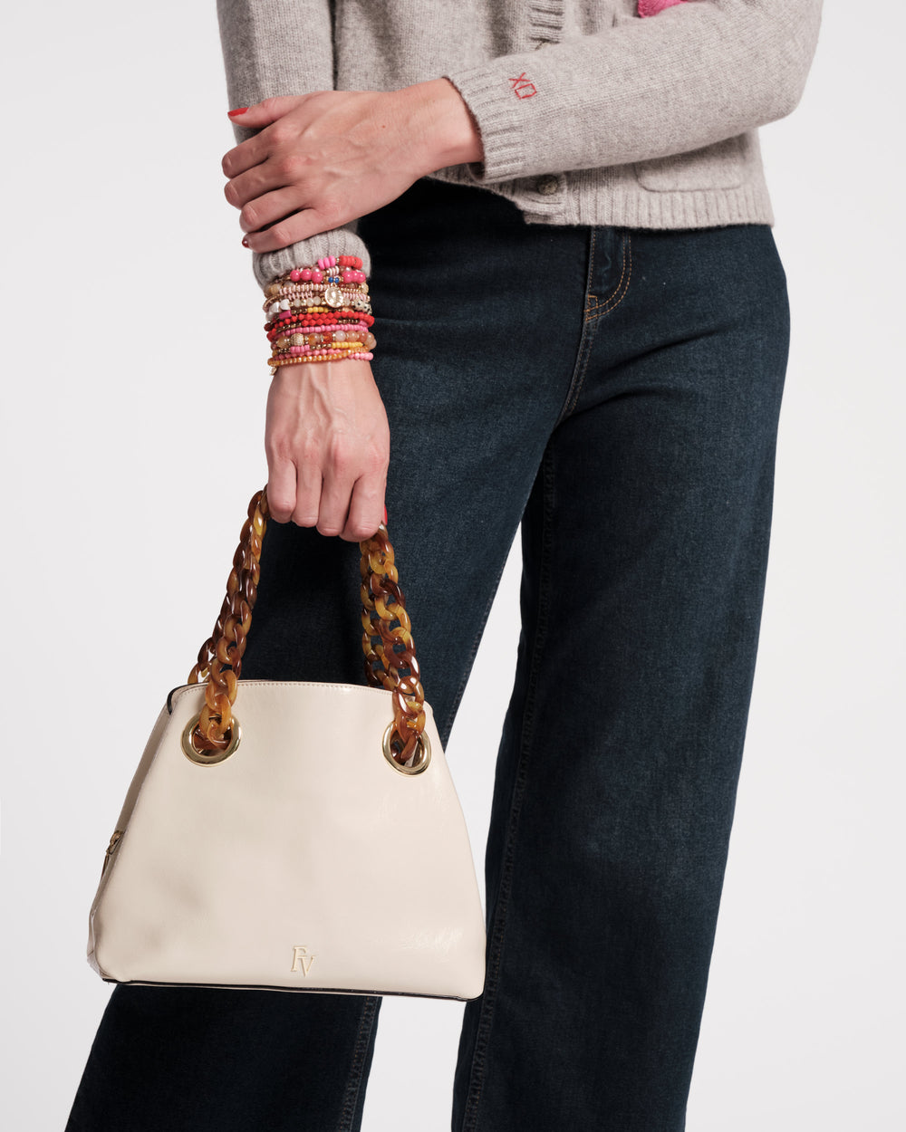 Skip Tote - Crinkled Leather Oyster - Frances Valentine