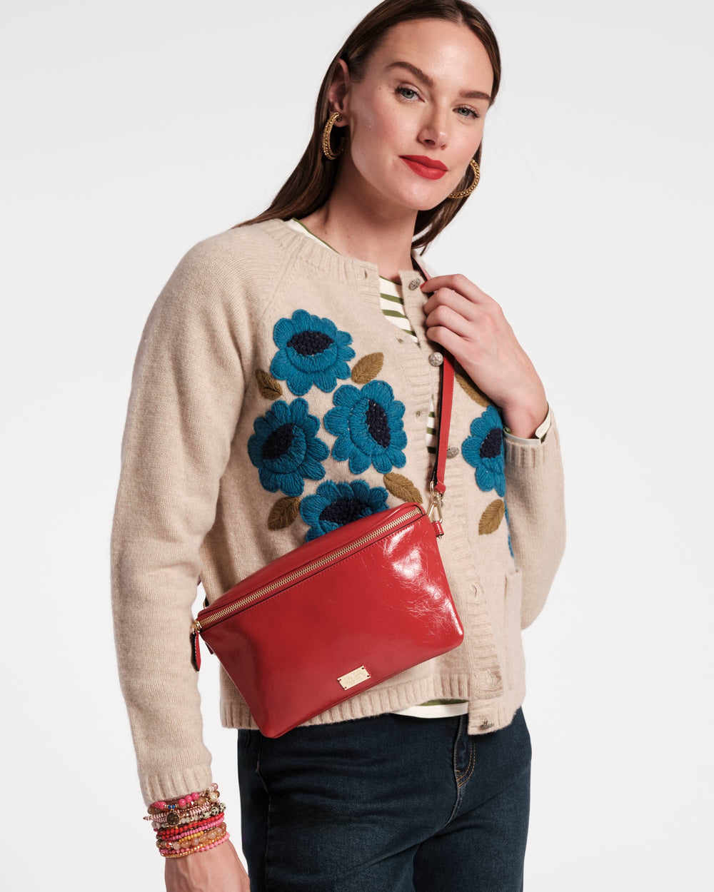 Billie Sling Bag - Crinkled Leather Red - Frances Valentine