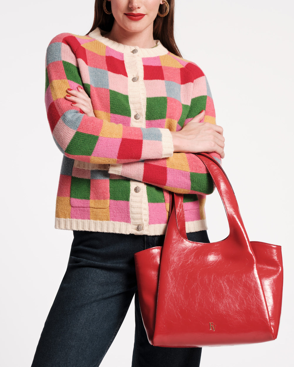 Portia Satchel - Crinkled Leather Red - Frances Valentine