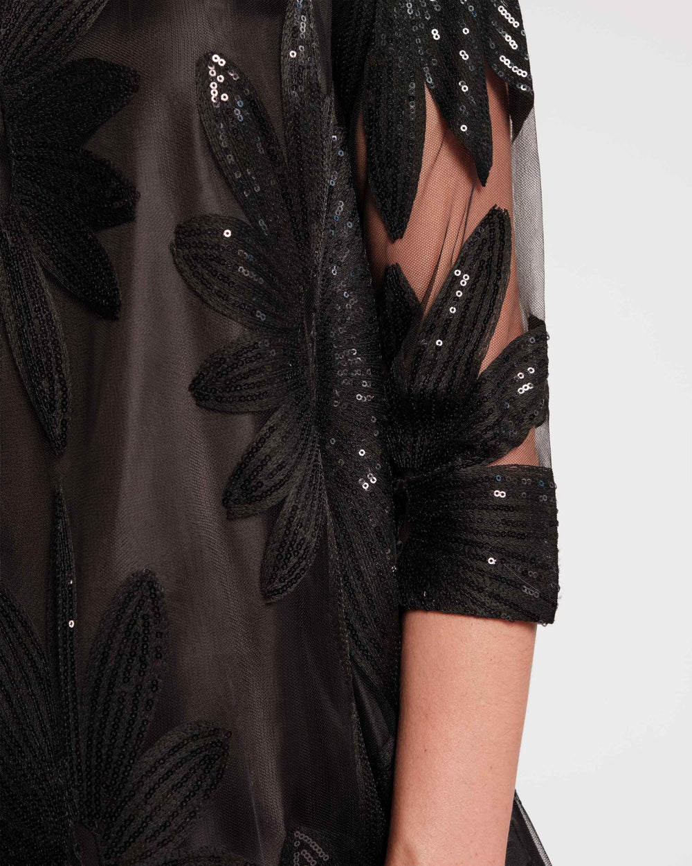 Diplomat Mini Dress - Sequin Floral Black