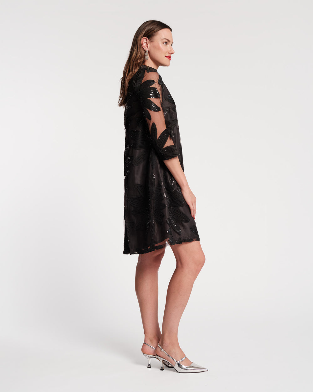 Diplomat Mini Dress - Sequin Floral Black Dresses Frances Valentine