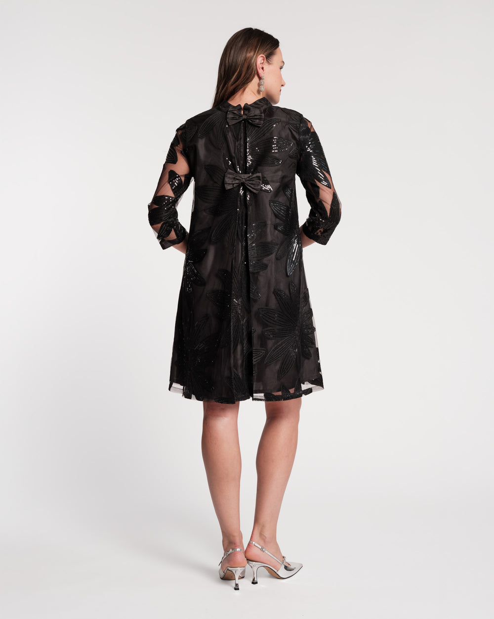 Diplomat Mini Dress - Sequin Floral Black Dresses Frances Valentine