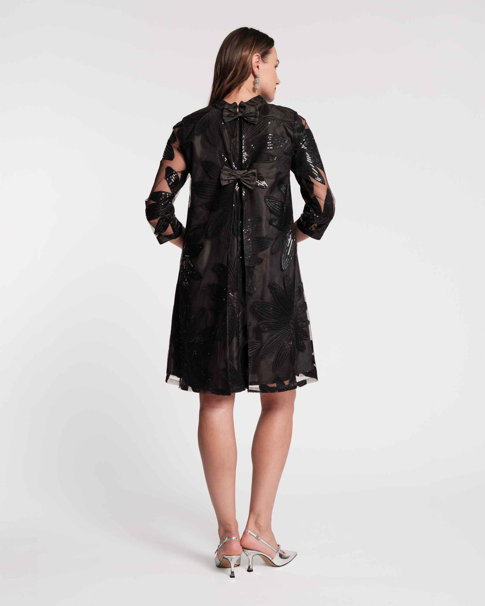 Diplomat Mini Dress - Sequin Floral Black