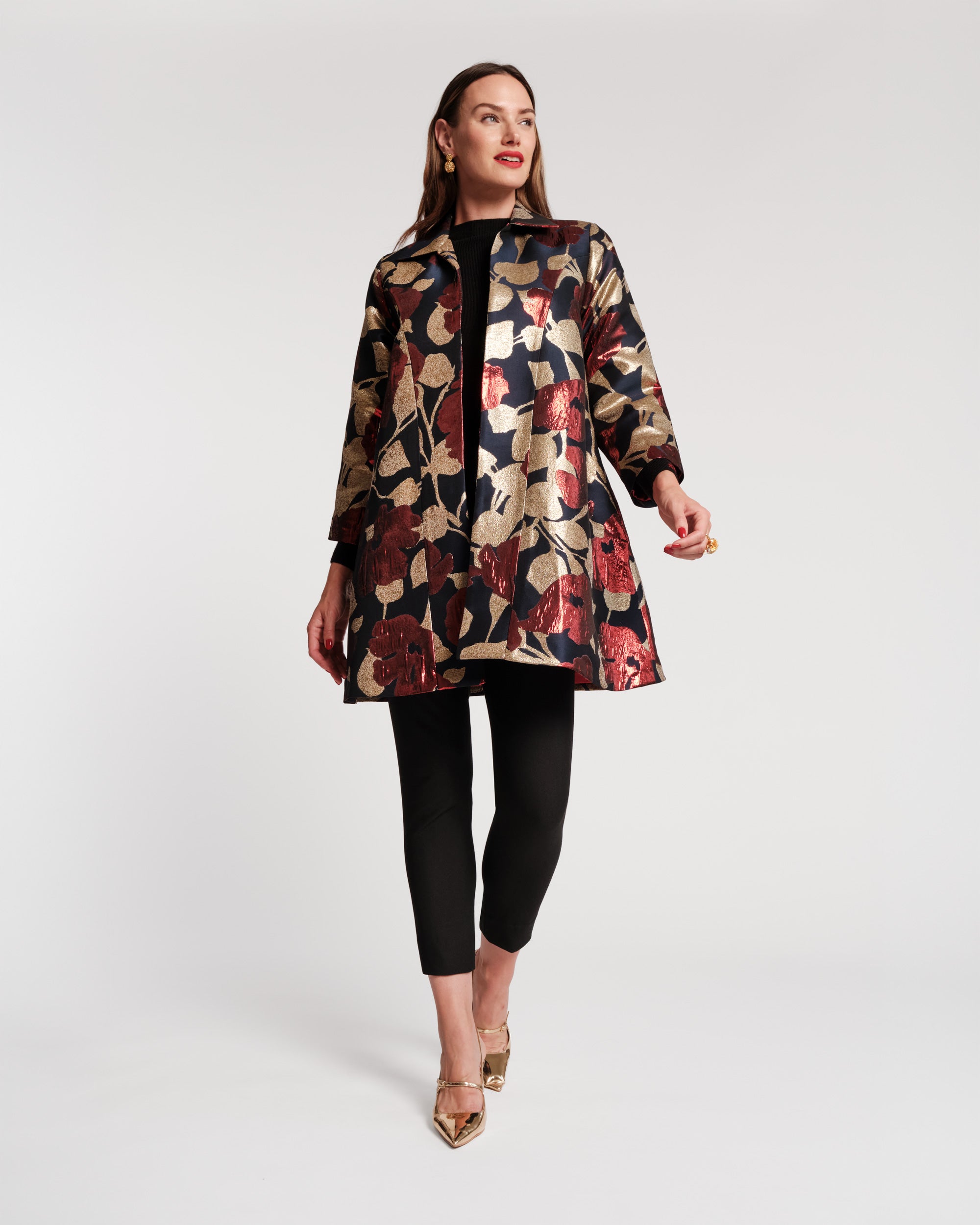 Cornelia Swing Coat - Floating Floral Jacquard – Frances Valentine