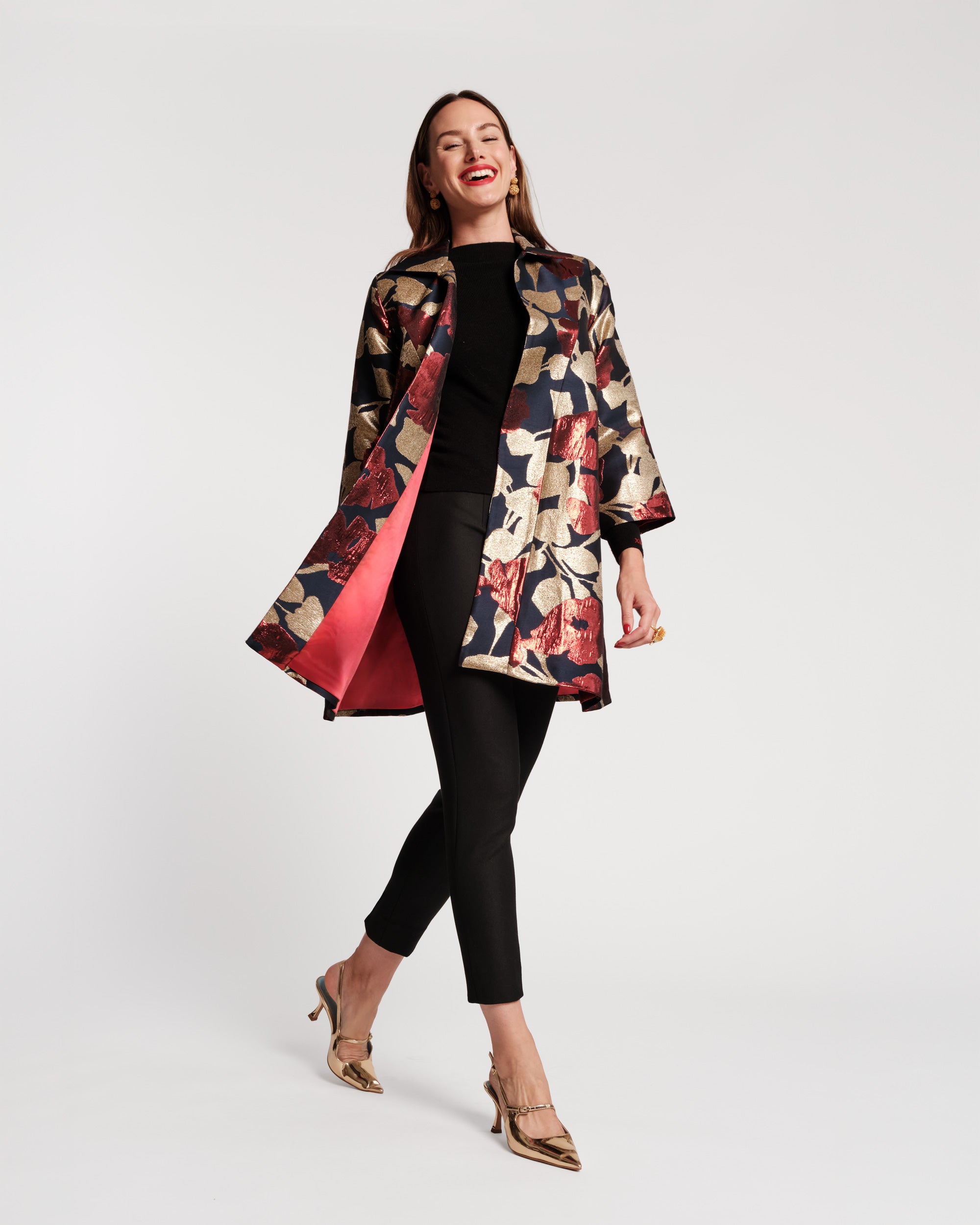 Cornelia Swing Coat - Floating Floral Jacquard – Frances Valentine