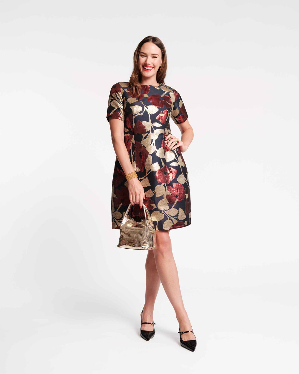 Michelle Mini Dress - Floating Floral Jacquard Frances Valentine Michelle Mini Dress - Floating Floral Jacquard Frances Valentine