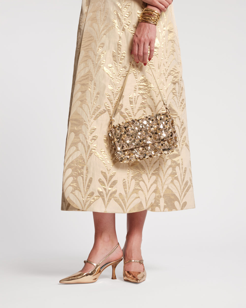 Carlyle Maxi Dress Royal Palm Jacquard Gold Dresses Frances Valentine