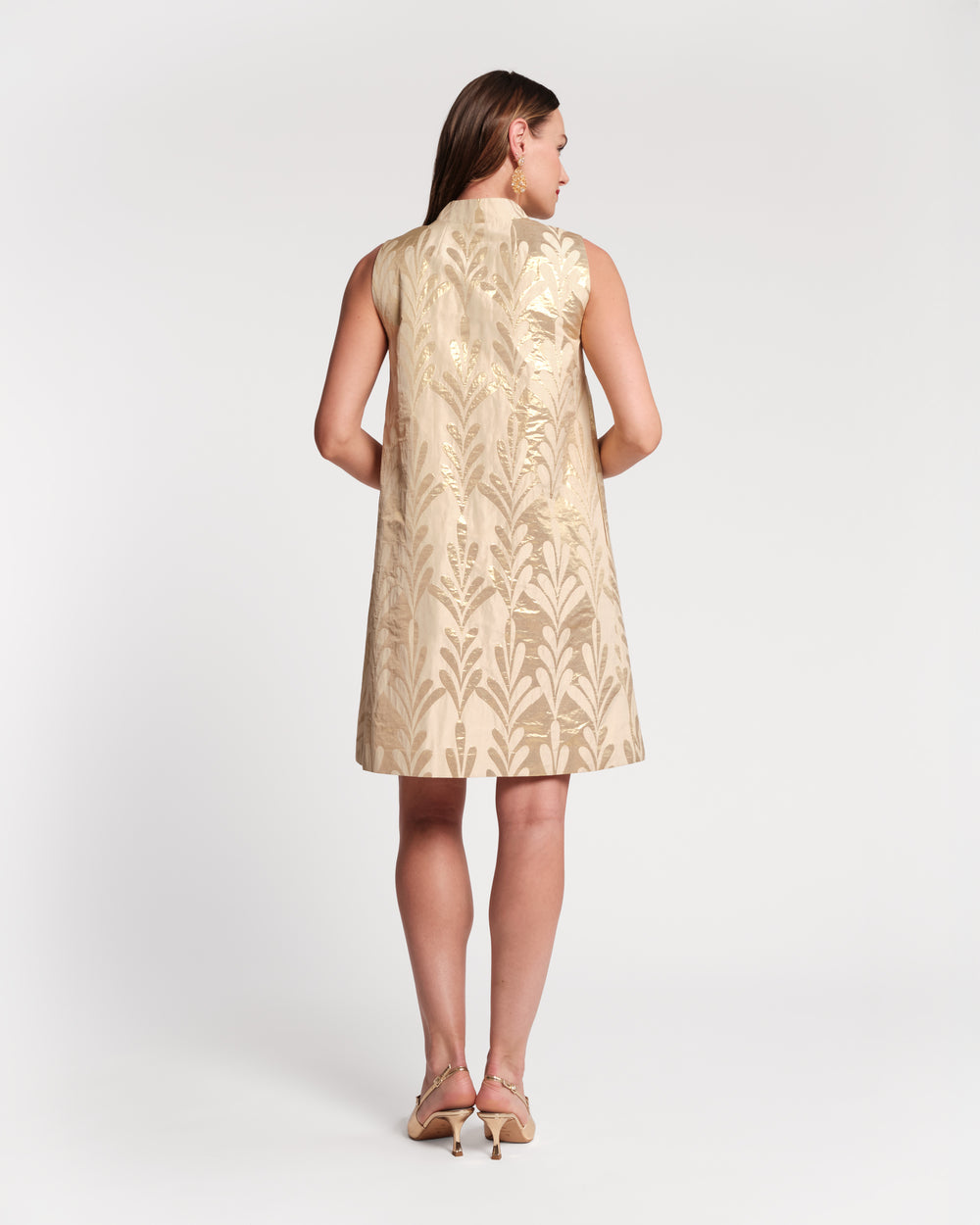 Tabitha Mini Dress - Royal Palm Jacquard Gold