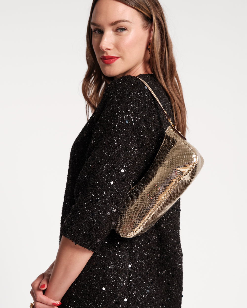 Mia Metallic Snake Leather - Gold