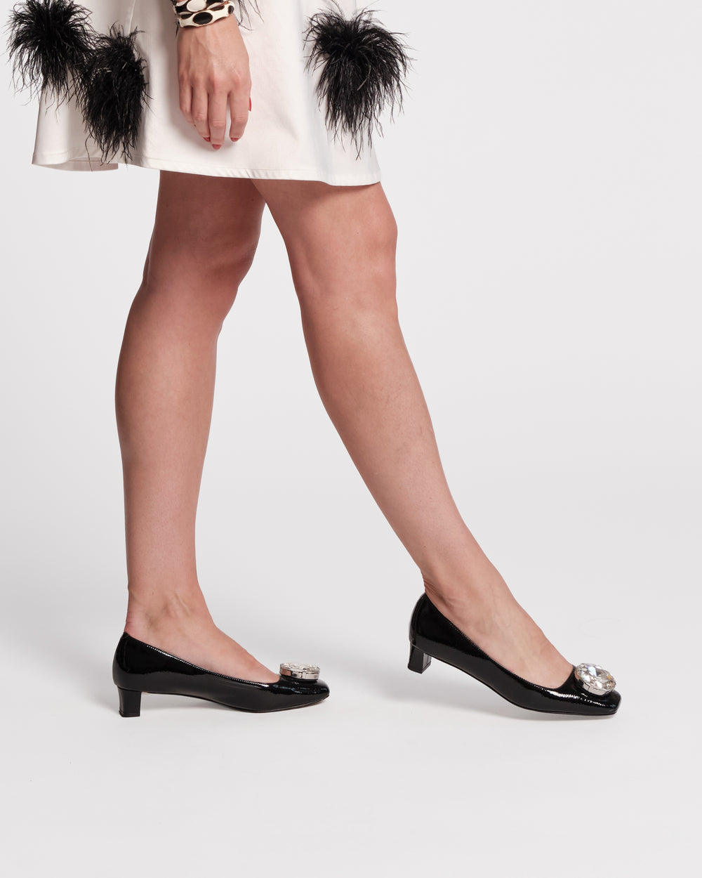 Mary Mod Heel - Crinkled Leather Black - Frances Valentine