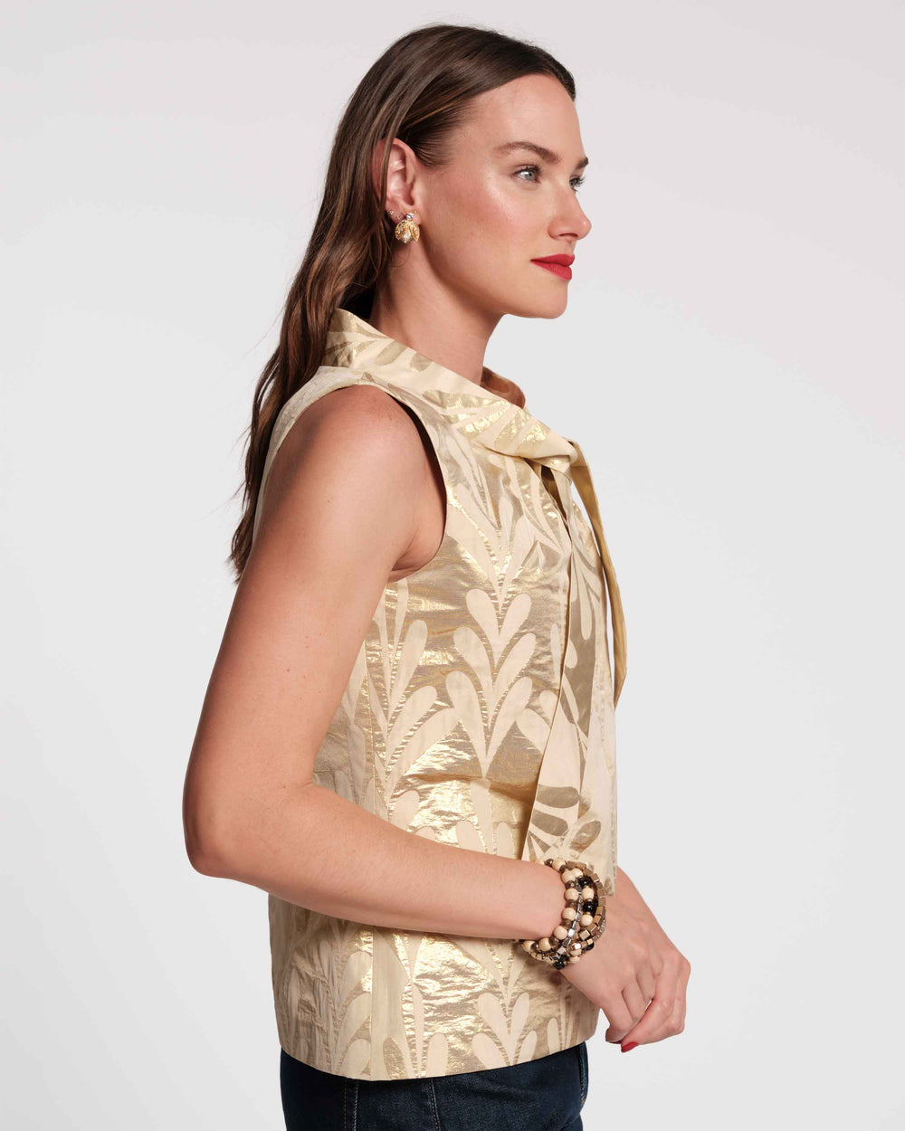 Millie Top - Royal Palm Jacquard Gold