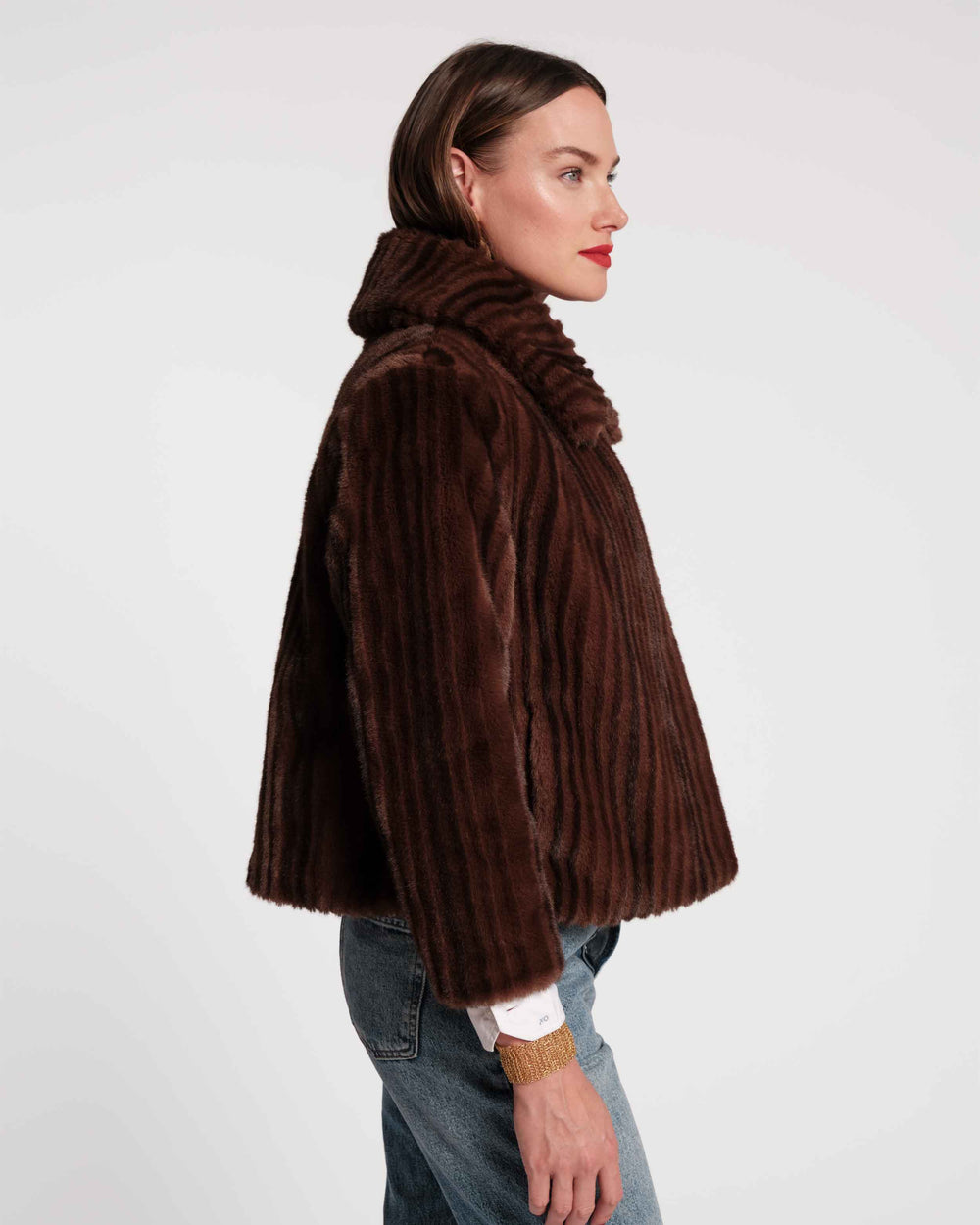 Babe Jacket Faux Mink Faux Fur Brown/Multi - Frances Valentine